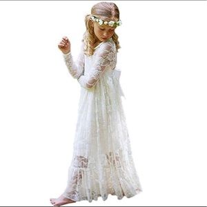 White Lace Flower Girl Dress NWT sz 12